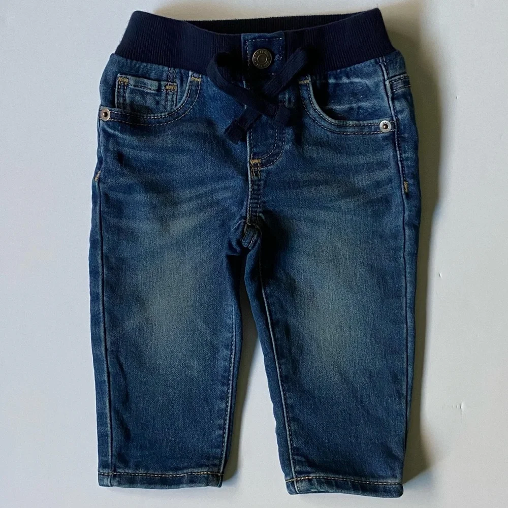 Gap jeans size 3-6 months “My first easy slim” comfy wide waist band baby EUC
